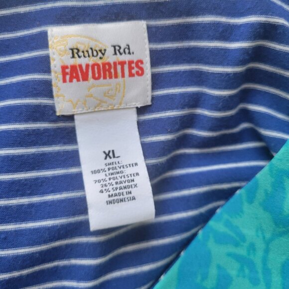 Ruby Rd Women Top XL Kimono Sleeve with Tank Blue Floral Lined FLO215E - Picture 7 of 8